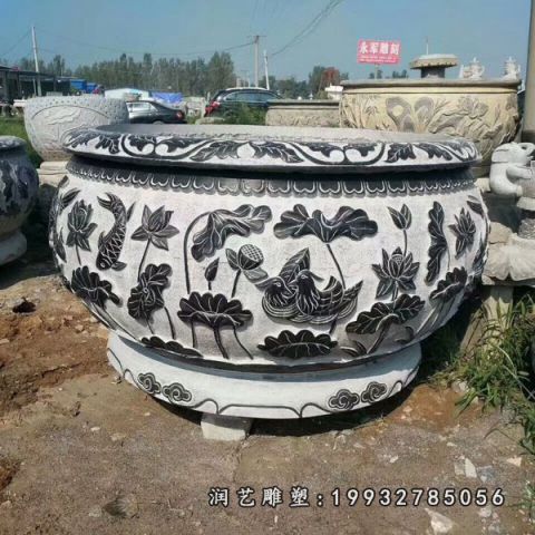花园景观鱼缸石雕