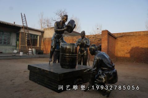 校园农耕劳作人物铜雕