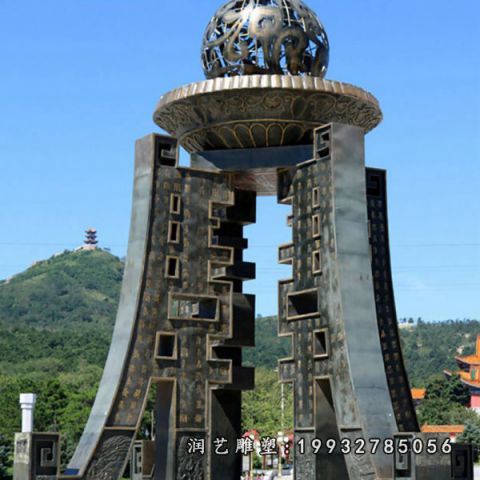 花园不锈钢和谐雕塑