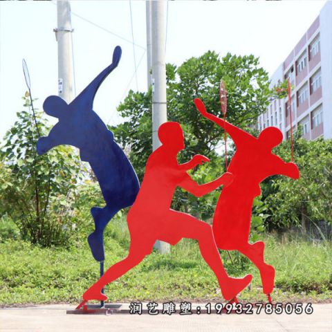 商场不锈钢打羽毛球雕塑