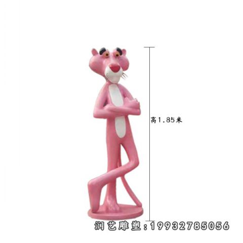 校园玻璃钢粉红豹雕塑