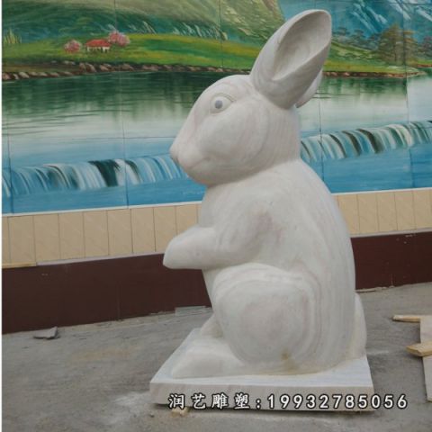 商场动物兔子石雕