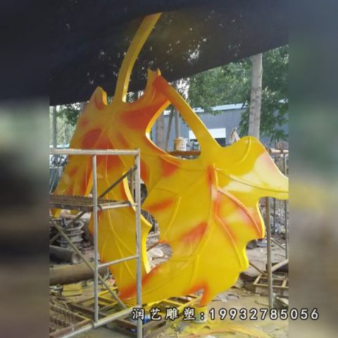 小区不锈钢景观树叶雕塑