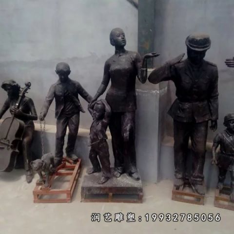 商场演奏人物铜雕