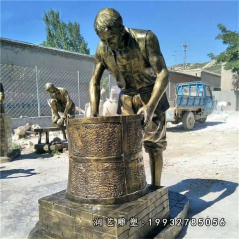 公寓茶文化铜雕人物