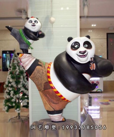 商场玻璃钢功夫熊猫卡通雕塑
